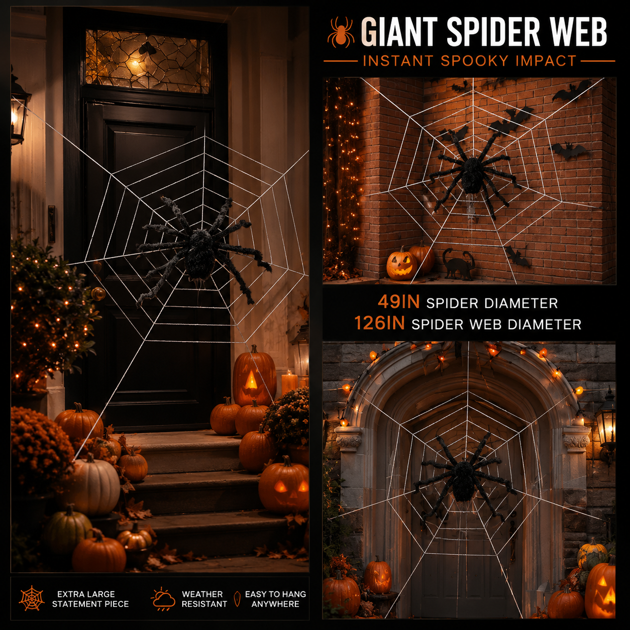 Giant Halloween Spider & Mega Web