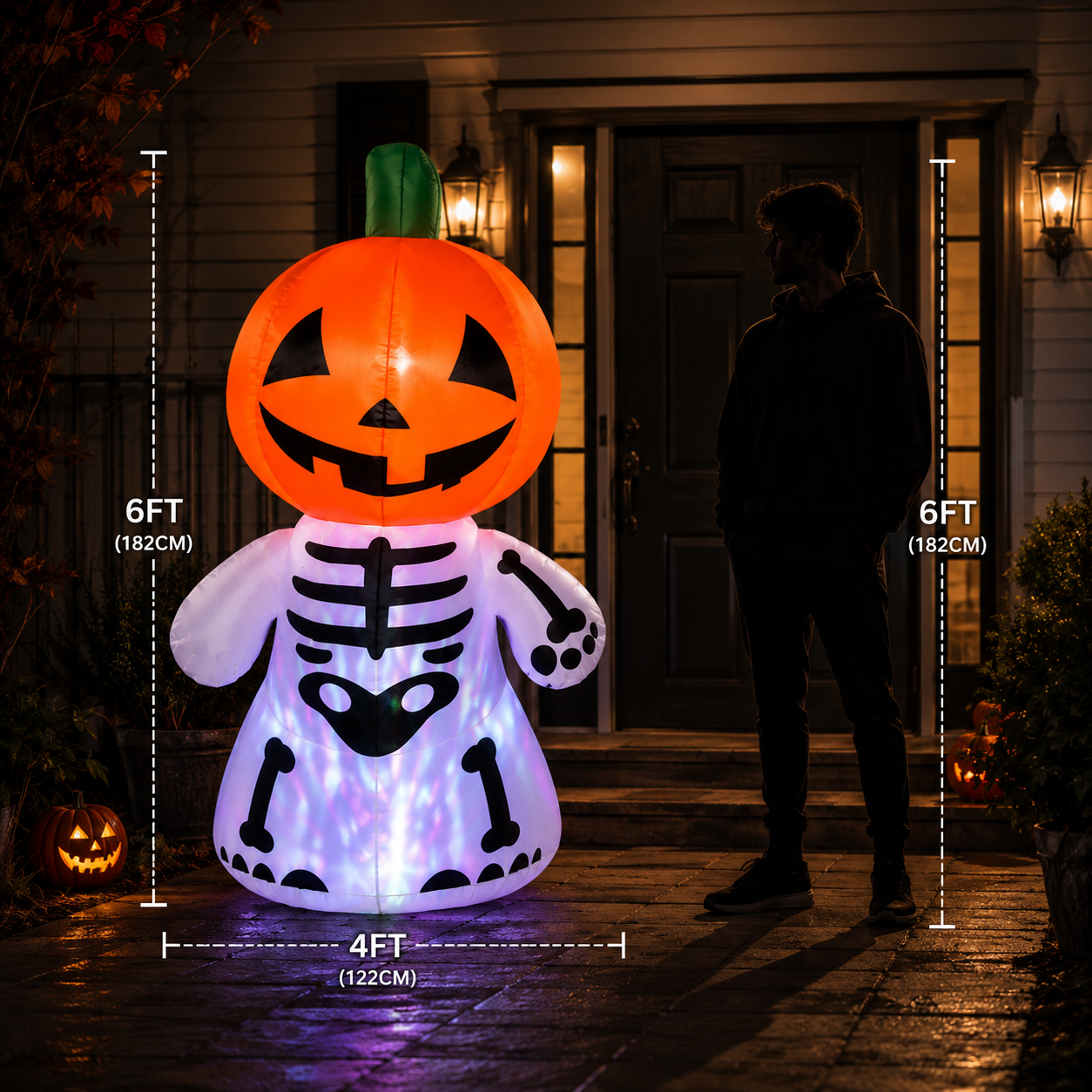 5.9FT Glowing Pumpkin Skeleton Inflatable