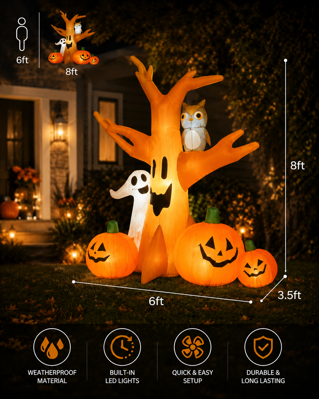 7.5FT Giant Halloween Inflatable Haunted Tree