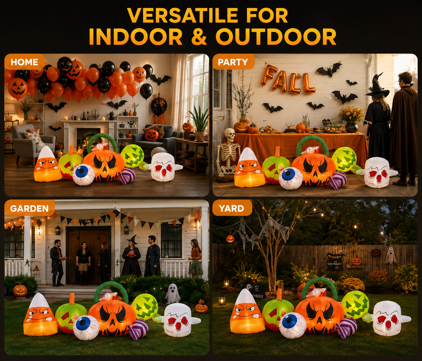 8FT Giant Halloween Inflatable Pumpkin & Ghost Display